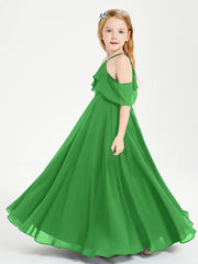 Off-the-Shoulder Long Dresses for Junior Bridesmaids Green