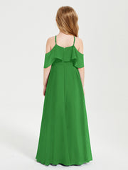 Off-the-Shoulder Long Dresses for Junior Bridesmaids Green