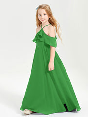 Off-the-Shoulder Long Dresses for Junior Bridesmaids Green