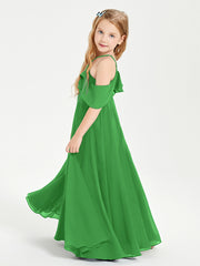 Off-the-Shoulder Long Dresses for Junior Bridesmaids Green