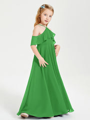 Off-the-Shoulder Long Dresses for Junior Bridesmaids Green