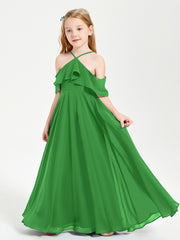 Off-the-Shoulder Long Dresses for Junior Bridesmaids Green