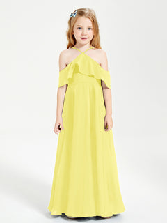 Off-the-Shoulder Long Dresses for Junior Bridesmaids Lemon