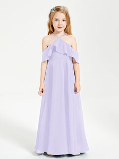 Off-the-Shoulder Long Dresses for Junior Bridesmaids Lilac