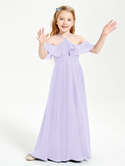 Off-the-Shoulder Long Dresses for Junior Bridesmaids Lilac