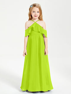 Off-the-Shoulder Long Dresses for Junior Bridesmaids Lime Green