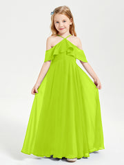 Off-the-Shoulder Long Dresses for Junior Bridesmaids Lime Green