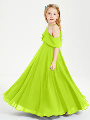 Off-the-Shoulder Long Dresses for Junior Bridesmaids Lime Green