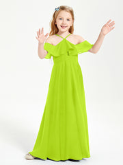 Off-the-Shoulder Long Dresses for Junior Bridesmaids Lime Green