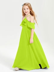 Off-the-Shoulder Long Dresses for Junior Bridesmaids Lime Green