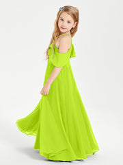 Off-the-Shoulder Long Dresses for Junior Bridesmaids Lime Green