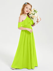 Off-the-Shoulder Long Dresses for Junior Bridesmaids Lime Green