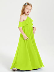 Off-the-Shoulder Long Dresses for Junior Bridesmaids Lime Green