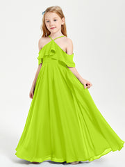 Off-the-Shoulder Long Dresses for Junior Bridesmaids Lime Green