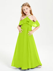 Off-the-Shoulder Long Dresses for Junior Bridesmaids Lime Green