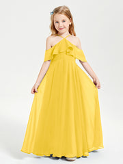 Off-the-Shoulder Long Dresses for Junior Bridesmaids Marigold
