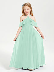 Off-the-Shoulder Long Dresses for Junior Bridesmaids Mint Green