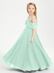 Off-the-Shoulder Long Dresses for Junior Bridesmaids Mint Green
