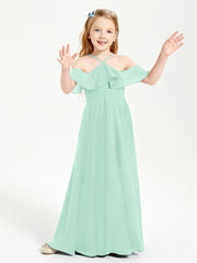Off-the-Shoulder Long Dresses for Junior Bridesmaids Mint Green