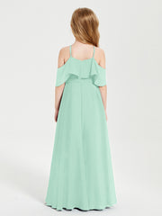 Off-the-Shoulder Long Dresses for Junior Bridesmaids Mint Green