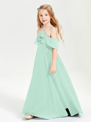 Off-the-Shoulder Long Dresses for Junior Bridesmaids Mint Green