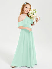 Off-the-Shoulder Long Dresses for Junior Bridesmaids Mint Green