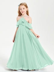 Off-the-Shoulder Long Dresses for Junior Bridesmaids Mint Green