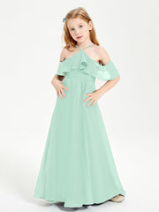 Off-the-Shoulder Long Dresses for Junior Bridesmaids Mint Green