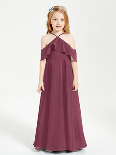 Off-the-Shoulder Long Dresses for Junior Bridesmaids Mulberry