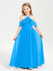 Off-the-Shoulder Long Dresses for Junior Bridesmaids Ocean Blue