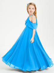 Off-the-Shoulder Long Dresses for Junior Bridesmaids Ocean Blue