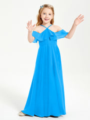 Off-the-Shoulder Long Dresses for Junior Bridesmaids Ocean Blue