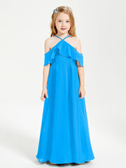 Off-the-Shoulder Long Dresses for Junior Bridesmaids Ocean Blue