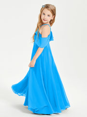 Off-the-Shoulder Long Dresses for Junior Bridesmaids Ocean Blue