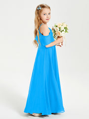 Off-the-Shoulder Long Dresses for Junior Bridesmaids Ocean Blue