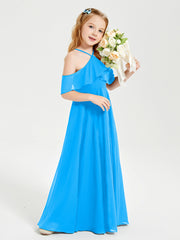 Off-the-Shoulder Long Dresses for Junior Bridesmaids Ocean Blue