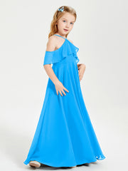 Off-the-Shoulder Long Dresses for Junior Bridesmaids Ocean Blue