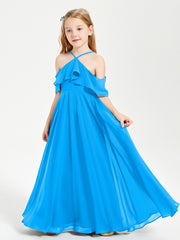 Off-the-Shoulder Long Dresses for Junior Bridesmaids Ocean Blue