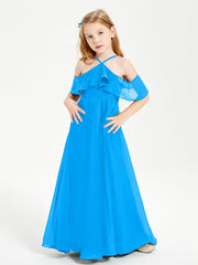 Off-the-Shoulder Long Dresses for Junior Bridesmaids Ocean Blue
