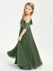 Off-the-Shoulder Long Dresses for Junior Bridesmaids Olive Green