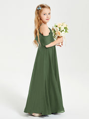 Off-the-Shoulder Long Dresses for Junior Bridesmaids Olive Green