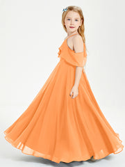 Off-the-Shoulder Long Dresses for Junior Bridesmaids Orange