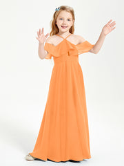 Off-the-Shoulder Long Dresses for Junior Bridesmaids Orange