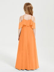 Off-the-Shoulder Long Dresses for Junior Bridesmaids Orange
