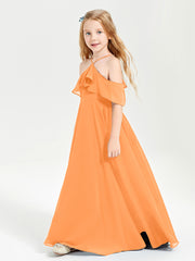 Off-the-Shoulder Long Dresses for Junior Bridesmaids Orange