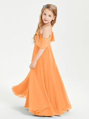 Off-the-Shoulder Long Dresses for Junior Bridesmaids Orange