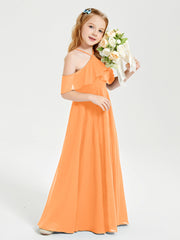 Off-the-Shoulder Long Dresses for Junior Bridesmaids Orange