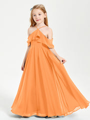 Off-the-Shoulder Long Dresses for Junior Bridesmaids Orange