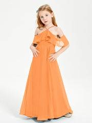 Off-the-Shoulder Long Dresses for Junior Bridesmaids Orange