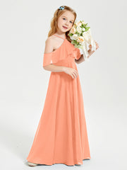 Off-the-Shoulder Long Dresses for Junior Bridesmaids Papaya